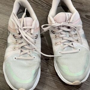 Adidas Women's White and Light Pink Sneakers